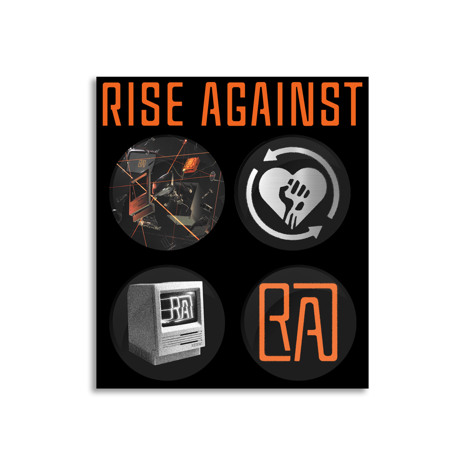 Rise Against - Ricochet 4 Button Pack with Backer Card (Black)