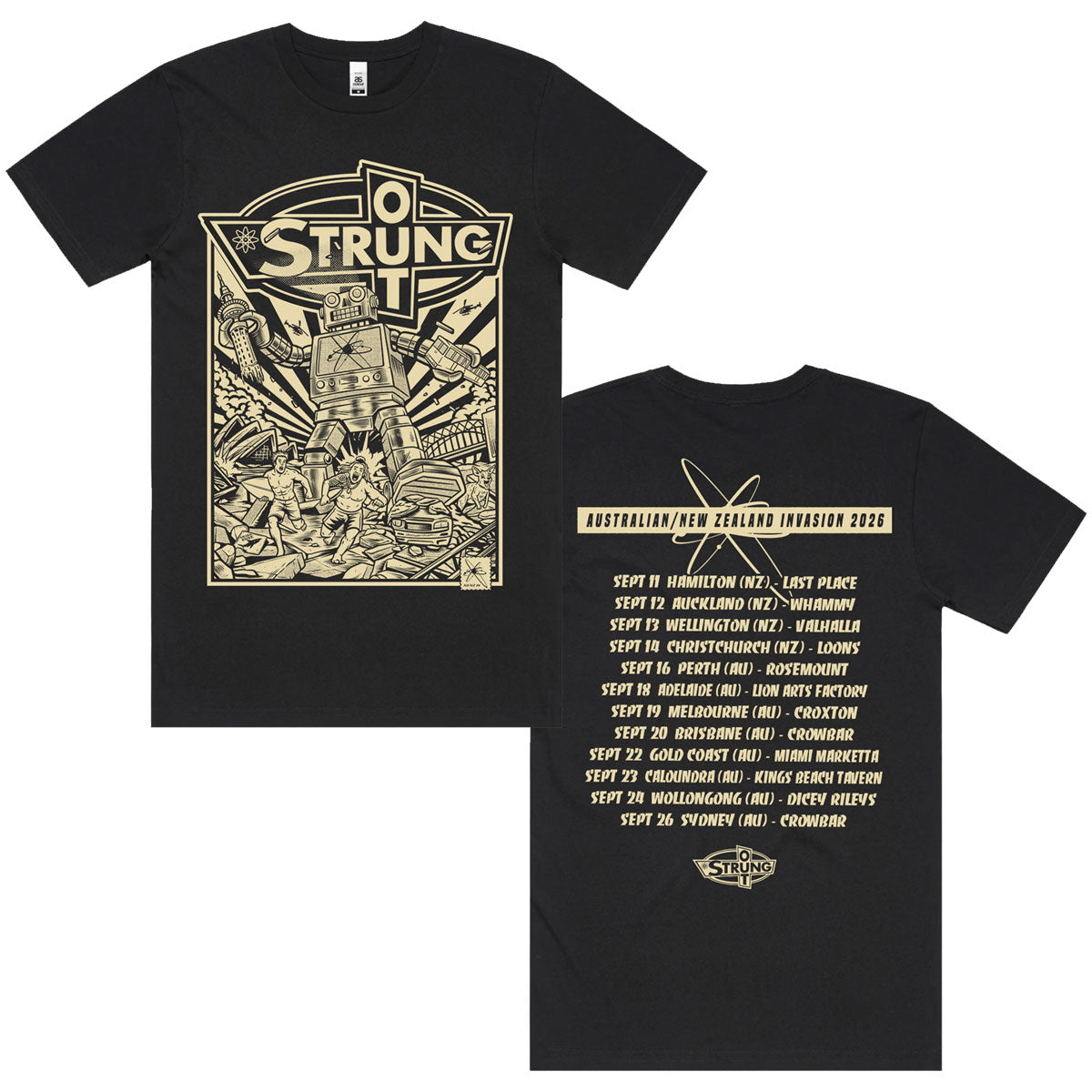 Strung Out - Australian / New Zealand Invasion 2026 Tour T-Shirt (Black)