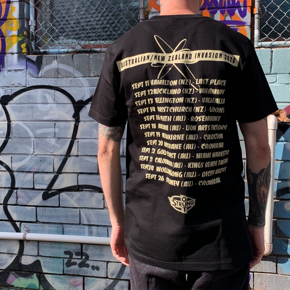 Strung Out - Australian / New Zealand Invasion 2026 Tour T-Shirt (Black)