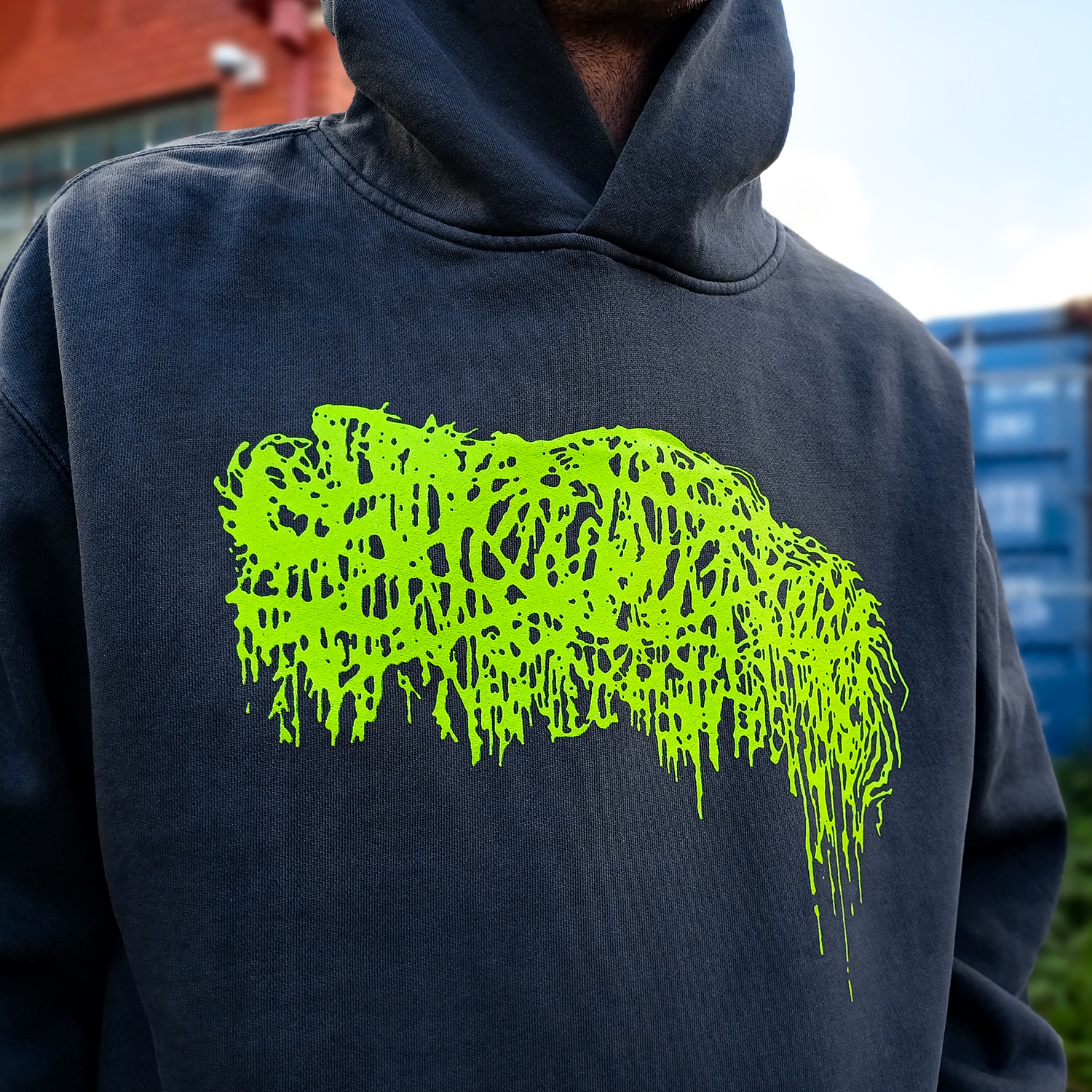 Sanguisugabogg - Green Logo Hoodie (Faded Black)