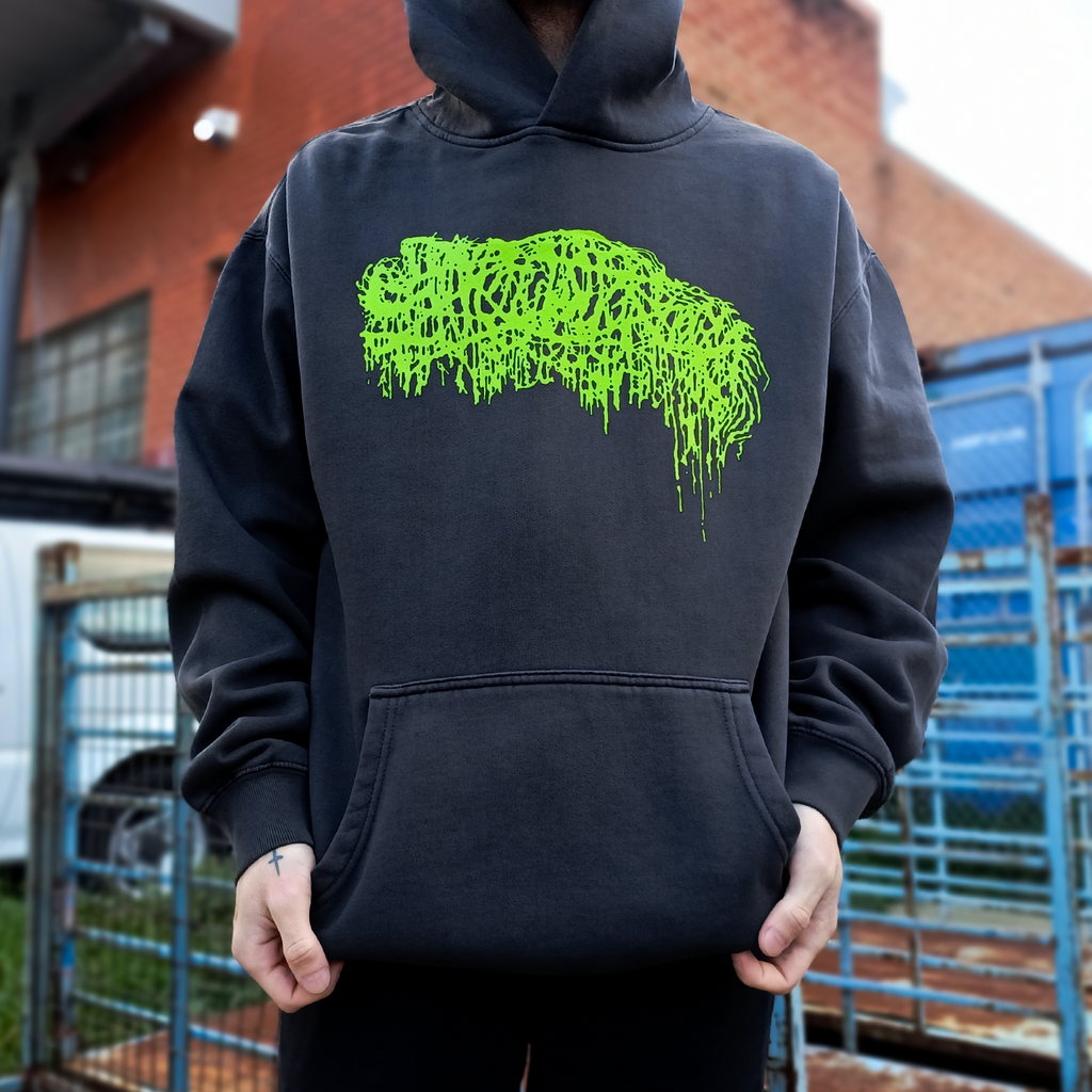 Sanguisugabogg - Green Logo Hoodie (Faded Black)