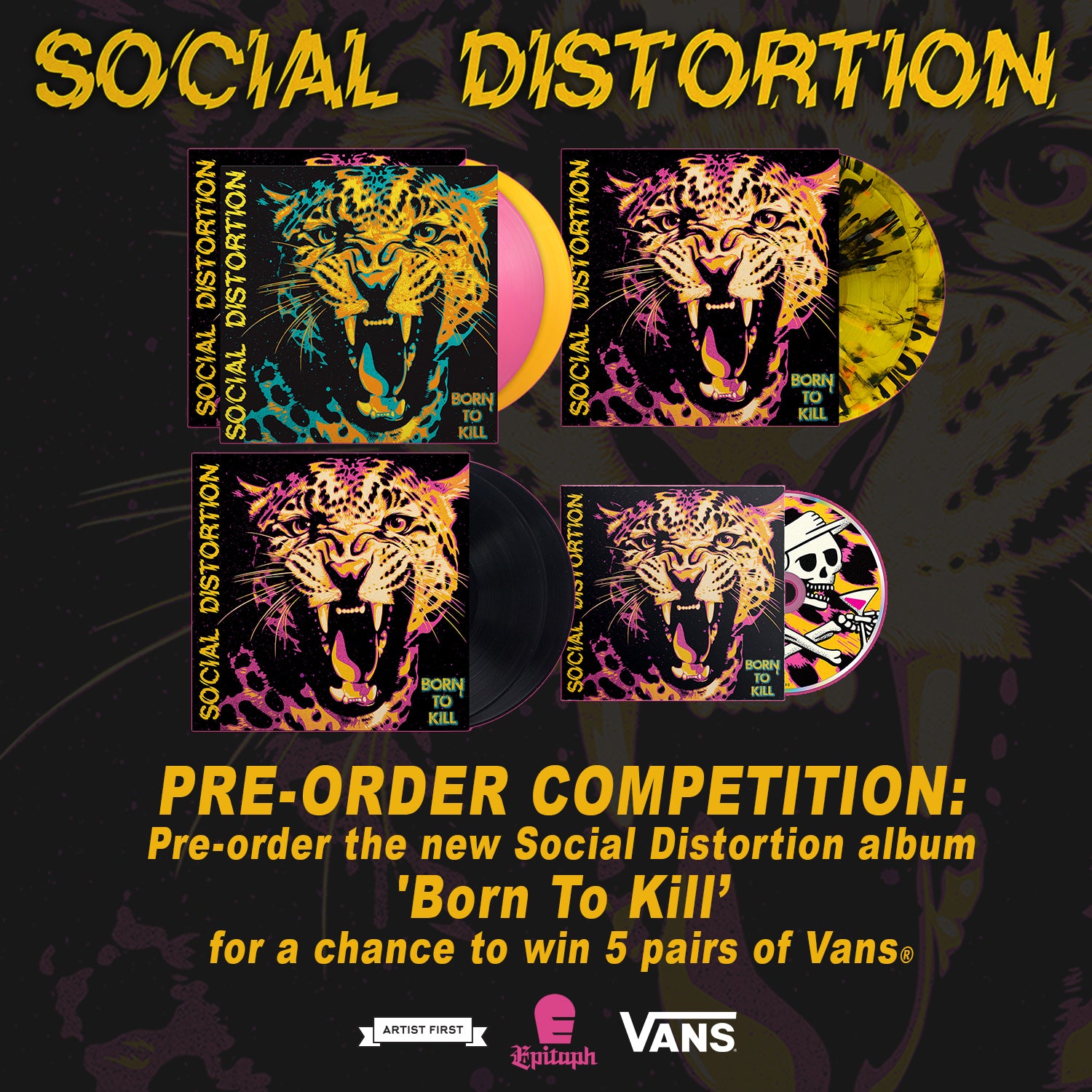 Social Distortion - Born to Kill 2LP (Pink and Yellow Vinyl) - Indie Store Exclusive