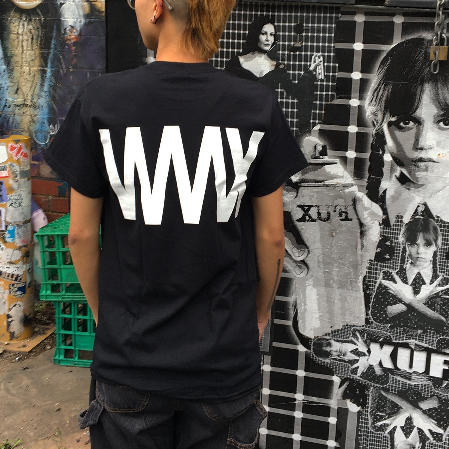 WAAX - White on Black Logo Tee