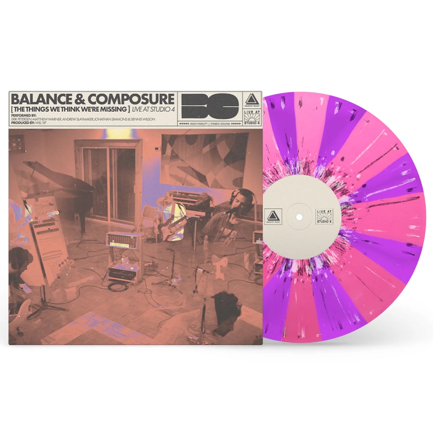Balance and Composure - The Things We Think We're Missing Live at Studio 4 LP (Neon Pink & Purple Pinwheel with White & Black Splatter Vinyl)