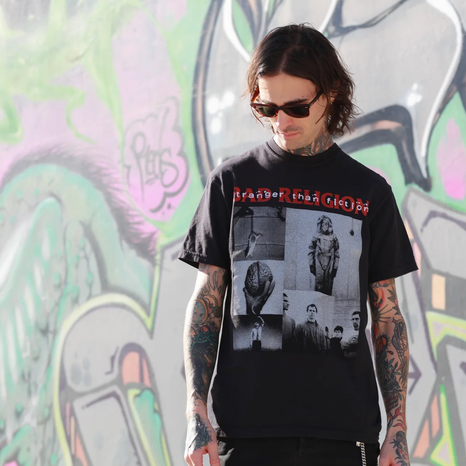 Bad Religion - Stranger Than Fiction Collage Track List T-Shirt (Black)