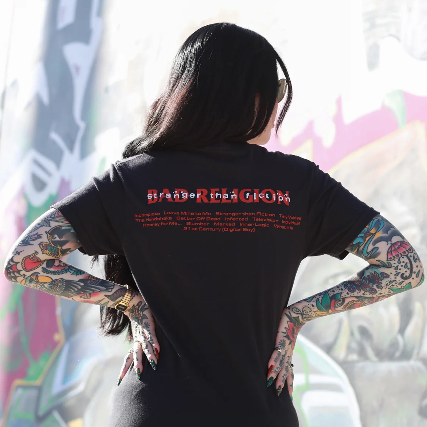 Bad Religion - Stranger Than Fiction Collage Track List T-Shirt (Black)