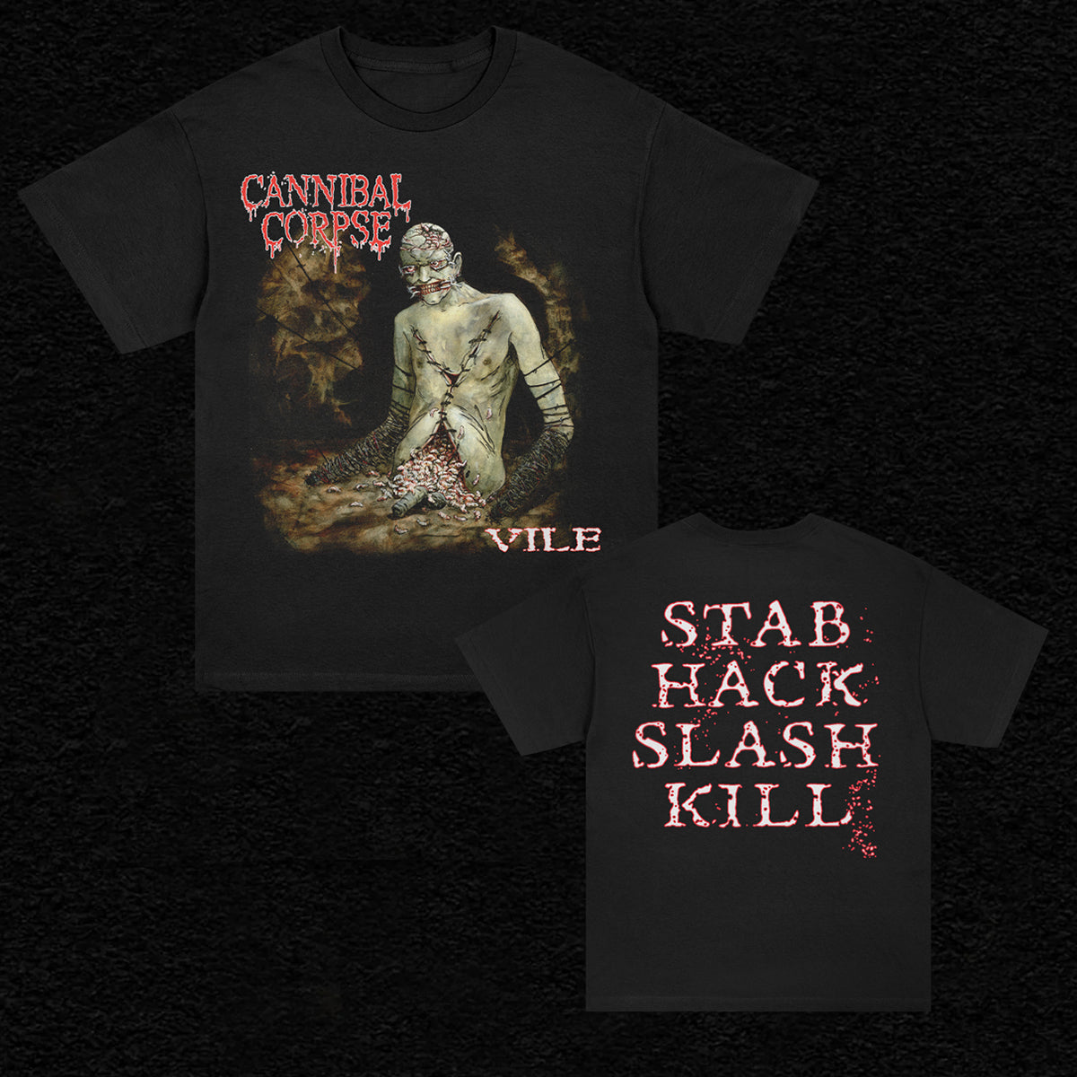 Cannibal Corpse - Stab Hack Slash Kill Vile T-Shirt (Black)