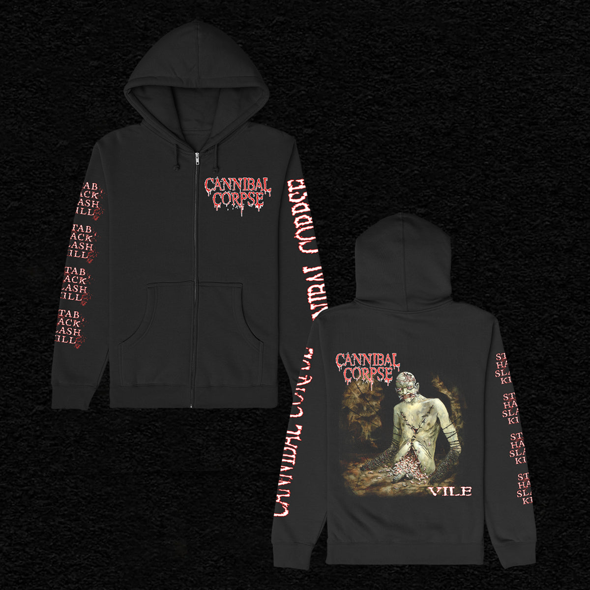 Cannibal Corpse - Vile Cover Zip Up Sweatshirt (Black)