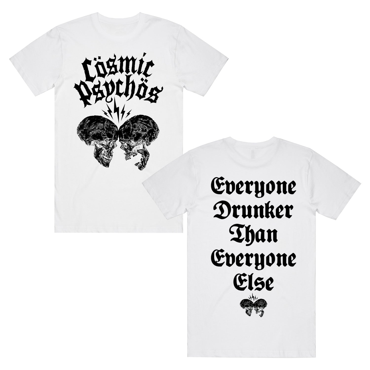 Cosmic Psychos - Clashing Skulls T-Shirt (White)