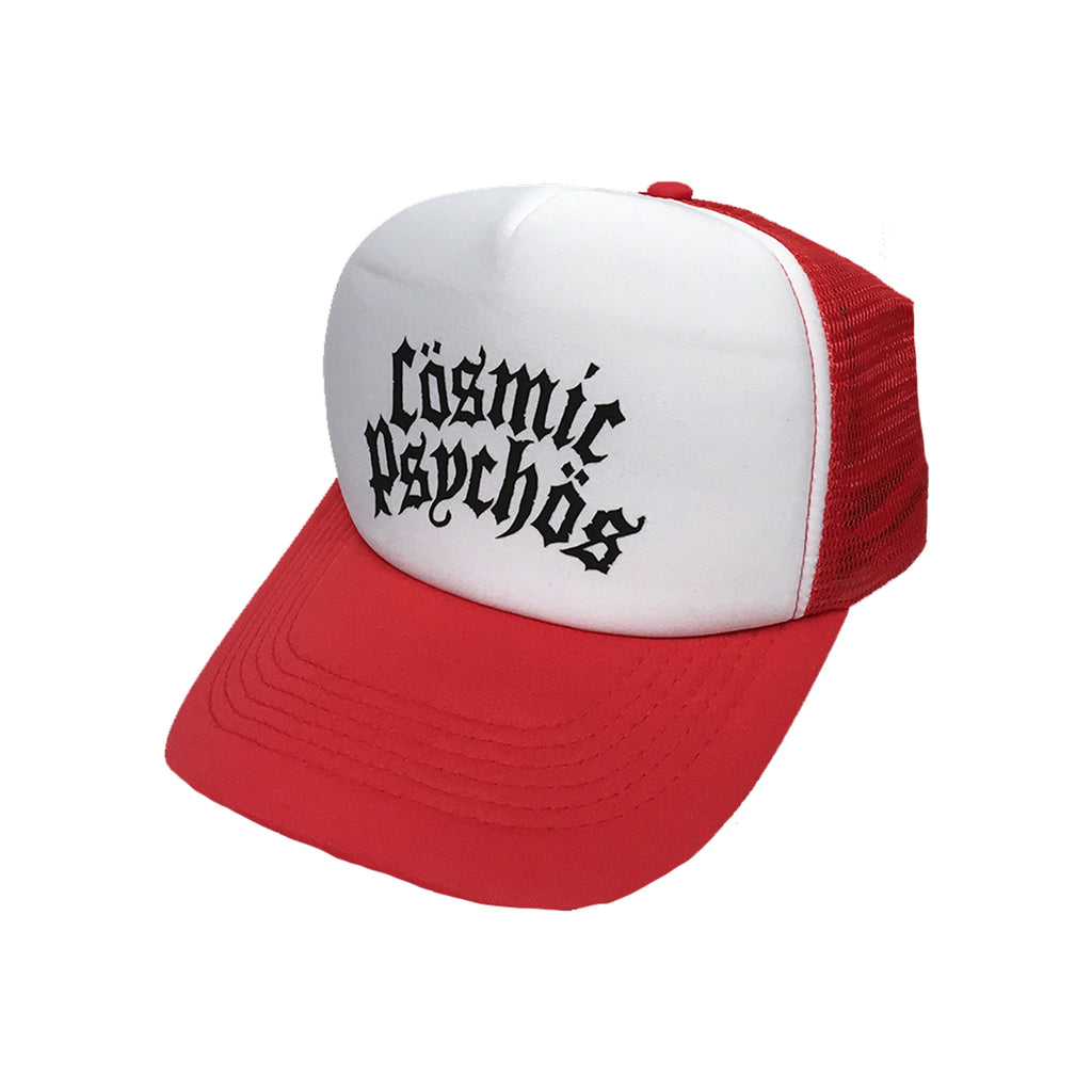 Cosmic Psychos - Text Logo Trucker Hat (White/Red)