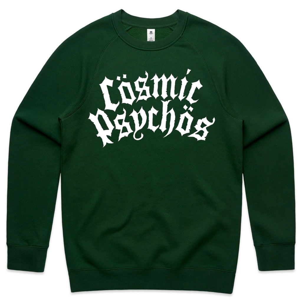 Cosmic Psychos - Large Metal Logo Crewneck (Forest Green)