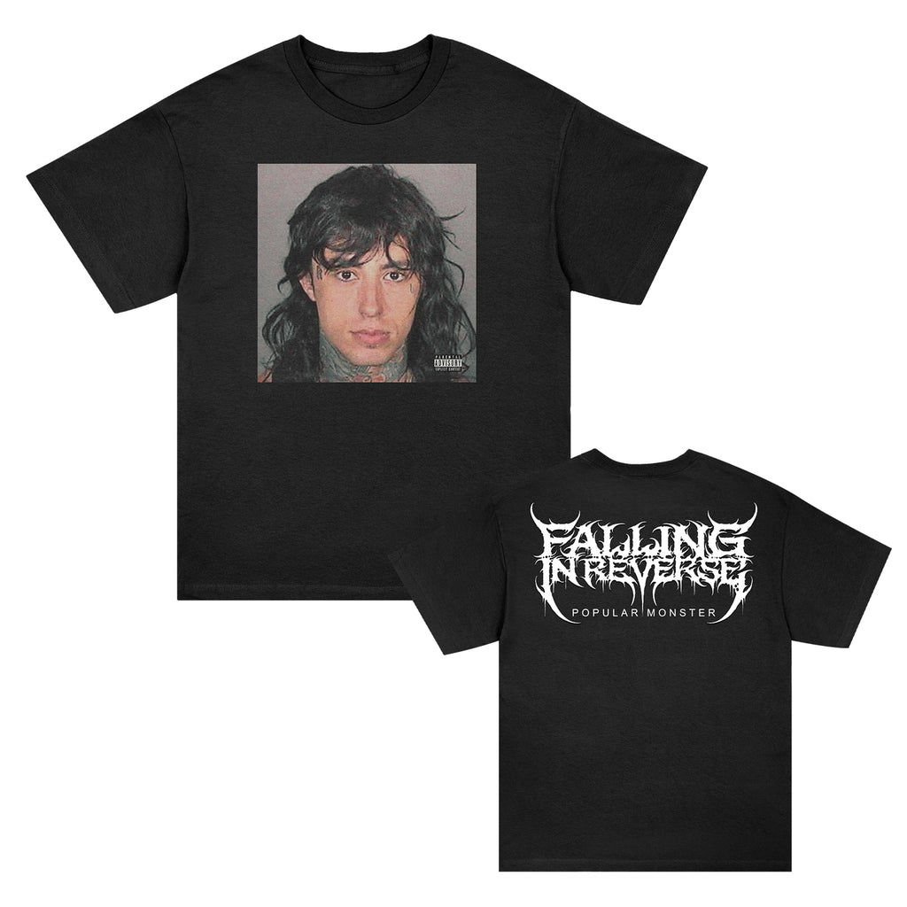 Falling In Reverse - Popular Monster Cover and Back Logo T-Shirt (Black)