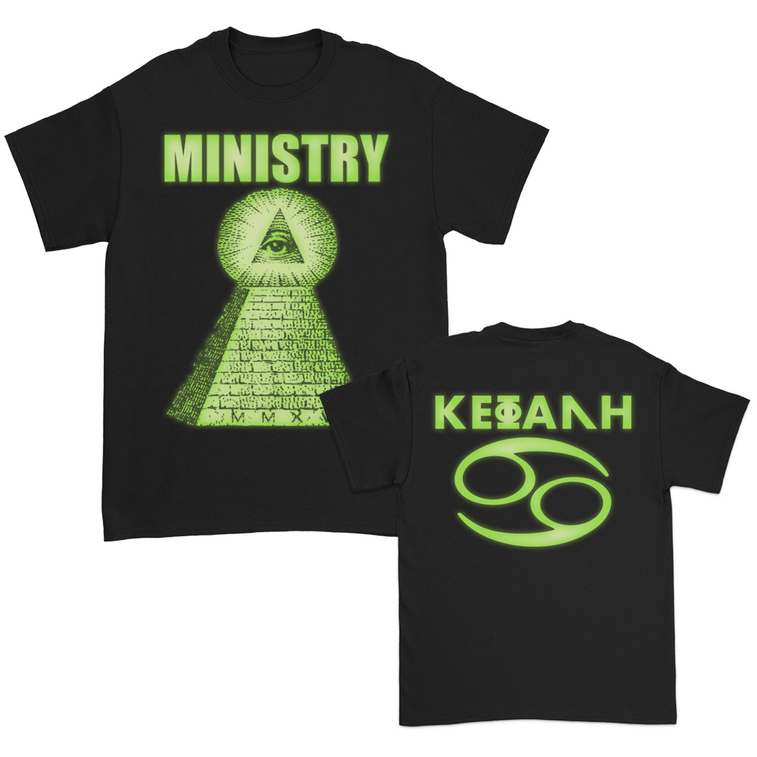 Ministry - Pyramid Glow-In-The-Dark T-Shirt (Black) - Limited Edition