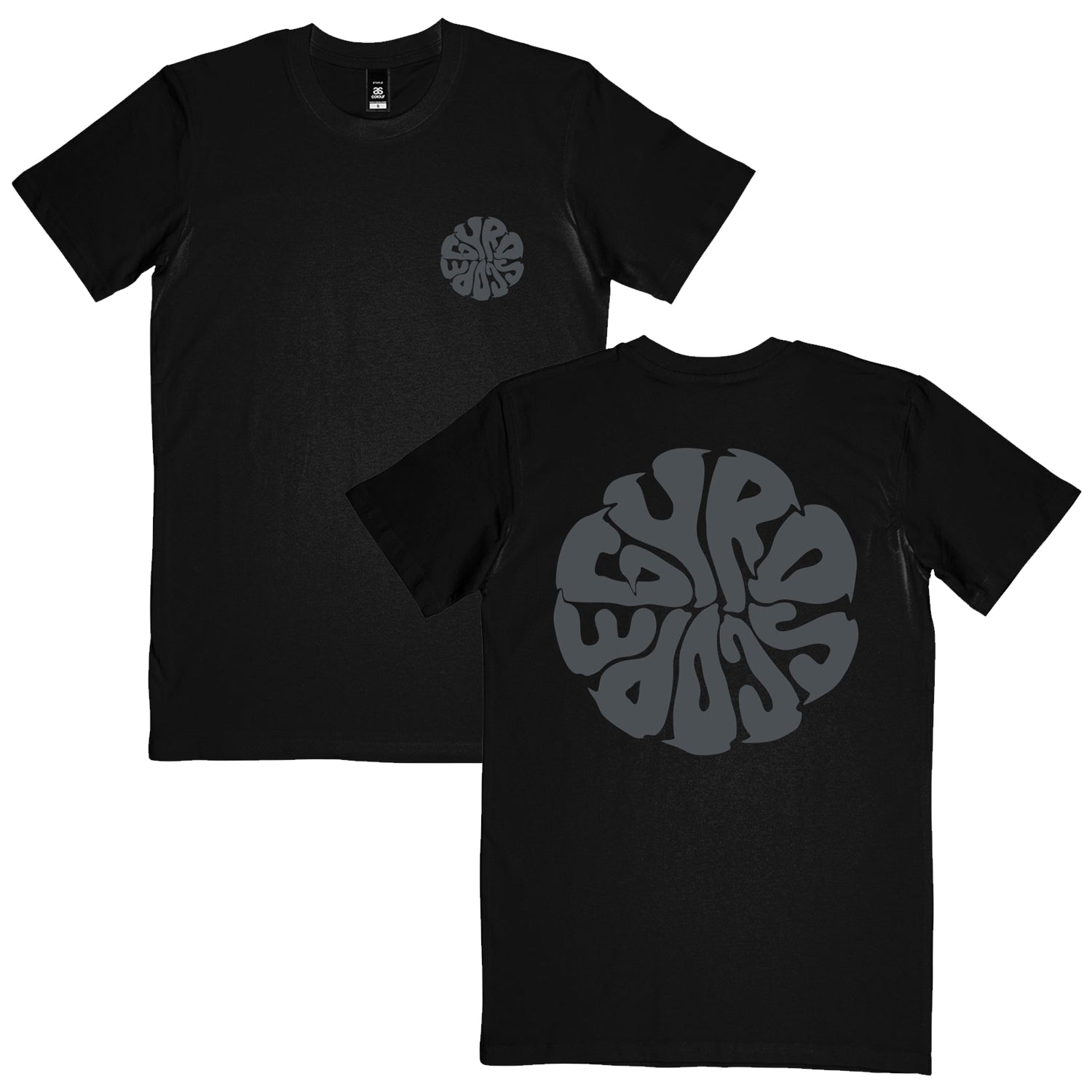 Gyroscope - Liquid Logo T-Shirt (Black w/ Charcoal)