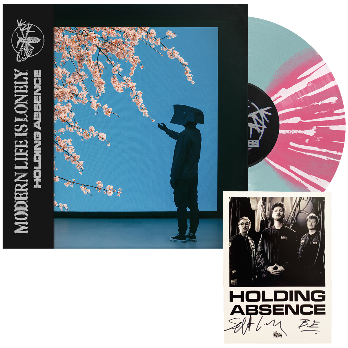 Holding Absence - Modern Life Is Lonely LP (Ice Blue + Pink Butterfly w/ White Splatter) + Signed Card
