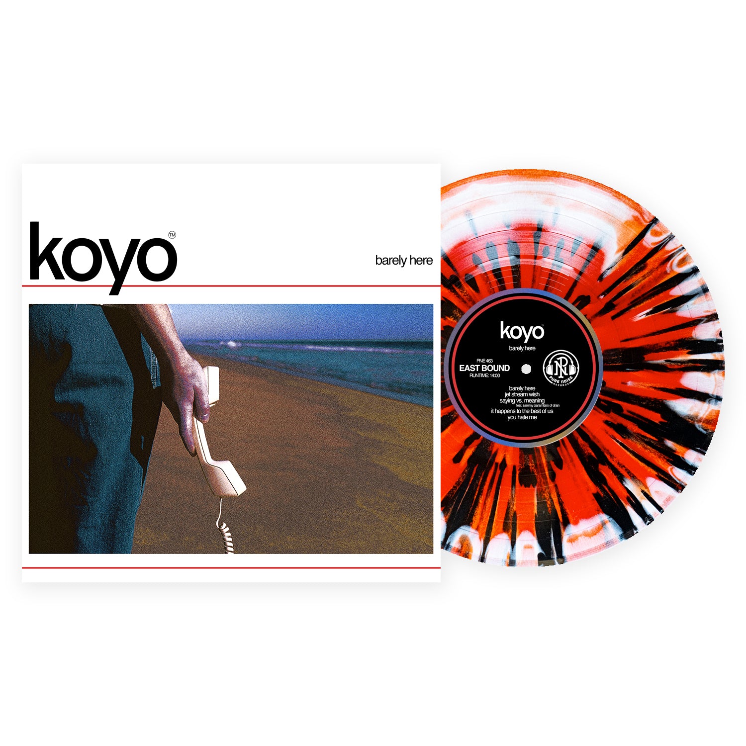 Koyo - Barely Here LP (Red/White Aside/Bside w/ Black Splatter Vinyl)