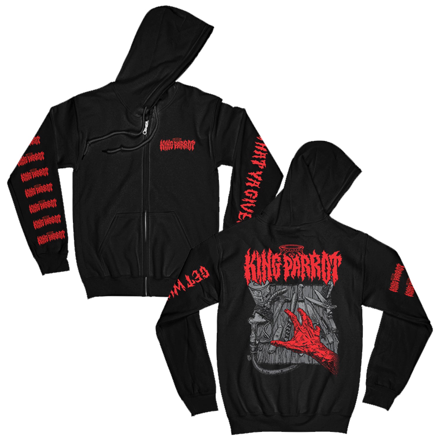King Parrot - Get What Ya Given Zip Up Hoodie (Black)