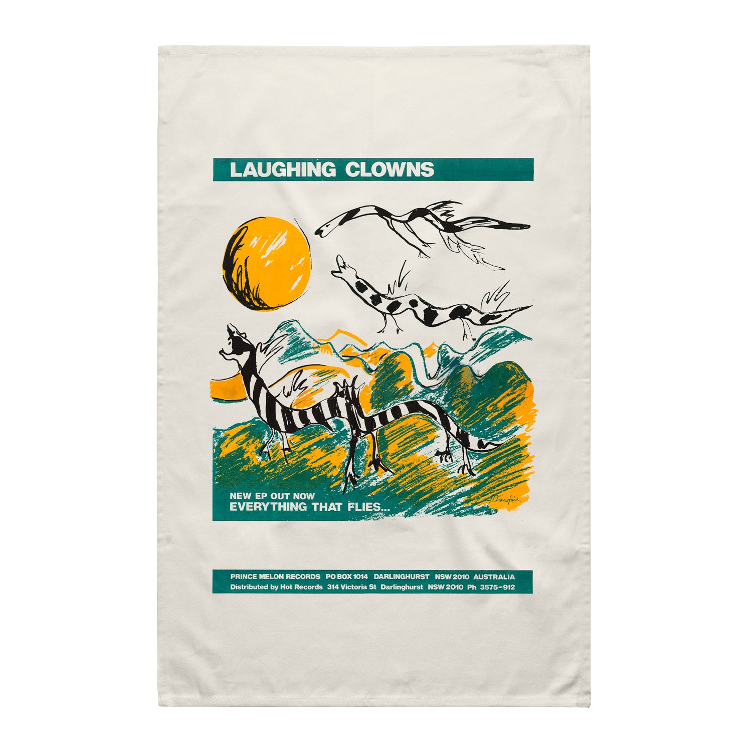 Laughing Clowns - Everything That Flies Tea Towel