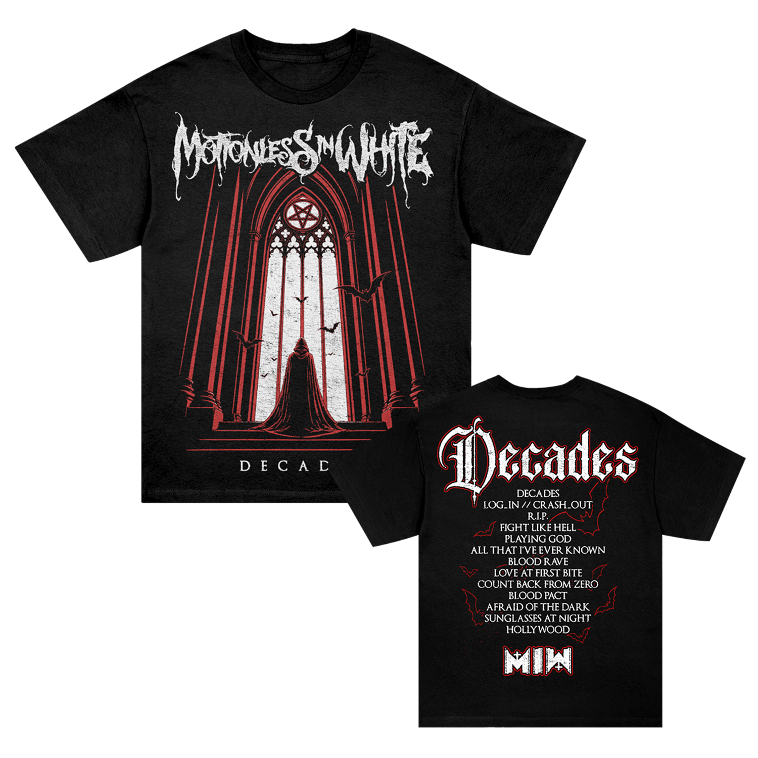 Motionless In White - Tracklist Tour Dates T-Shirt (Black)