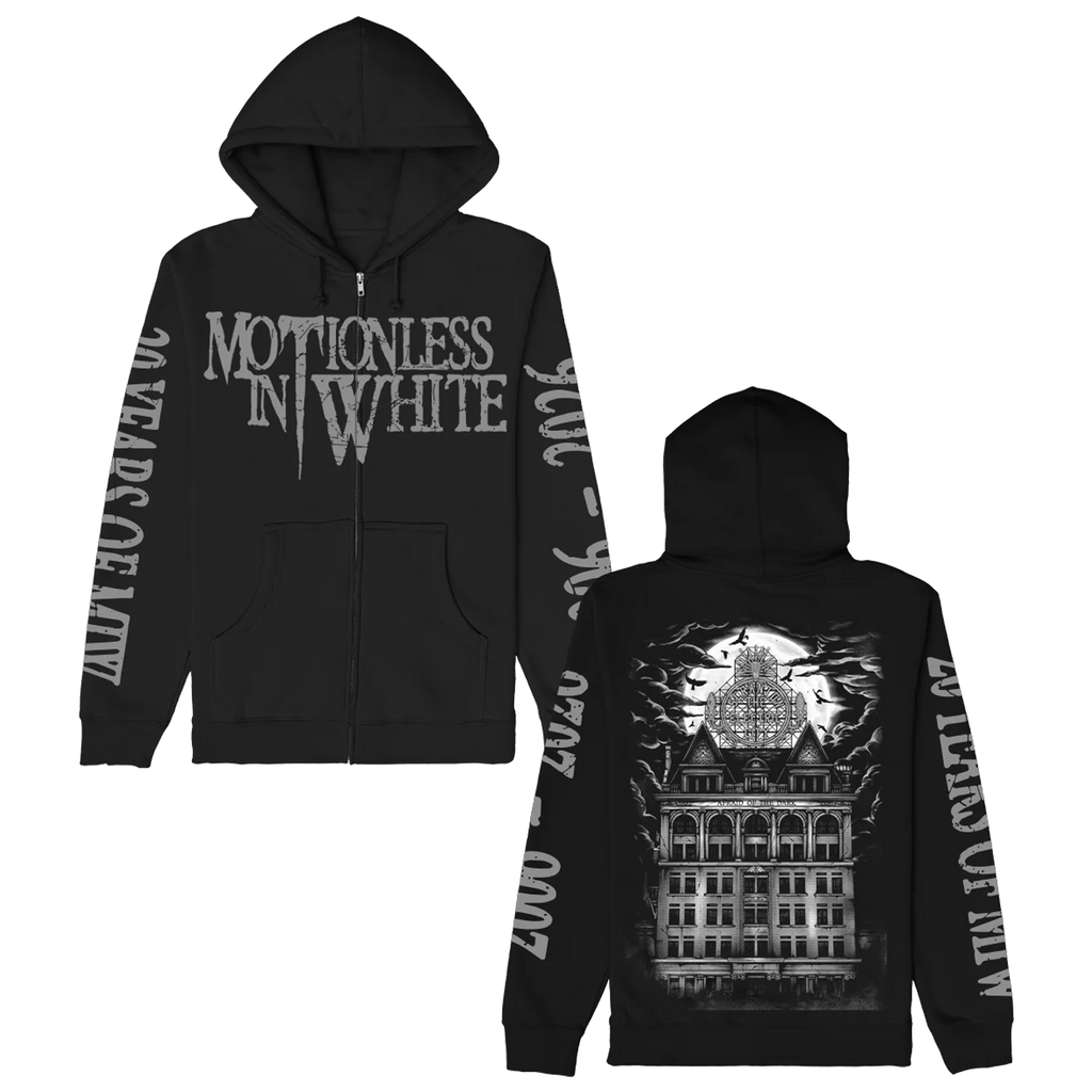 Motionless In White - Throwback Logo Zip Up Hoodie (Black)