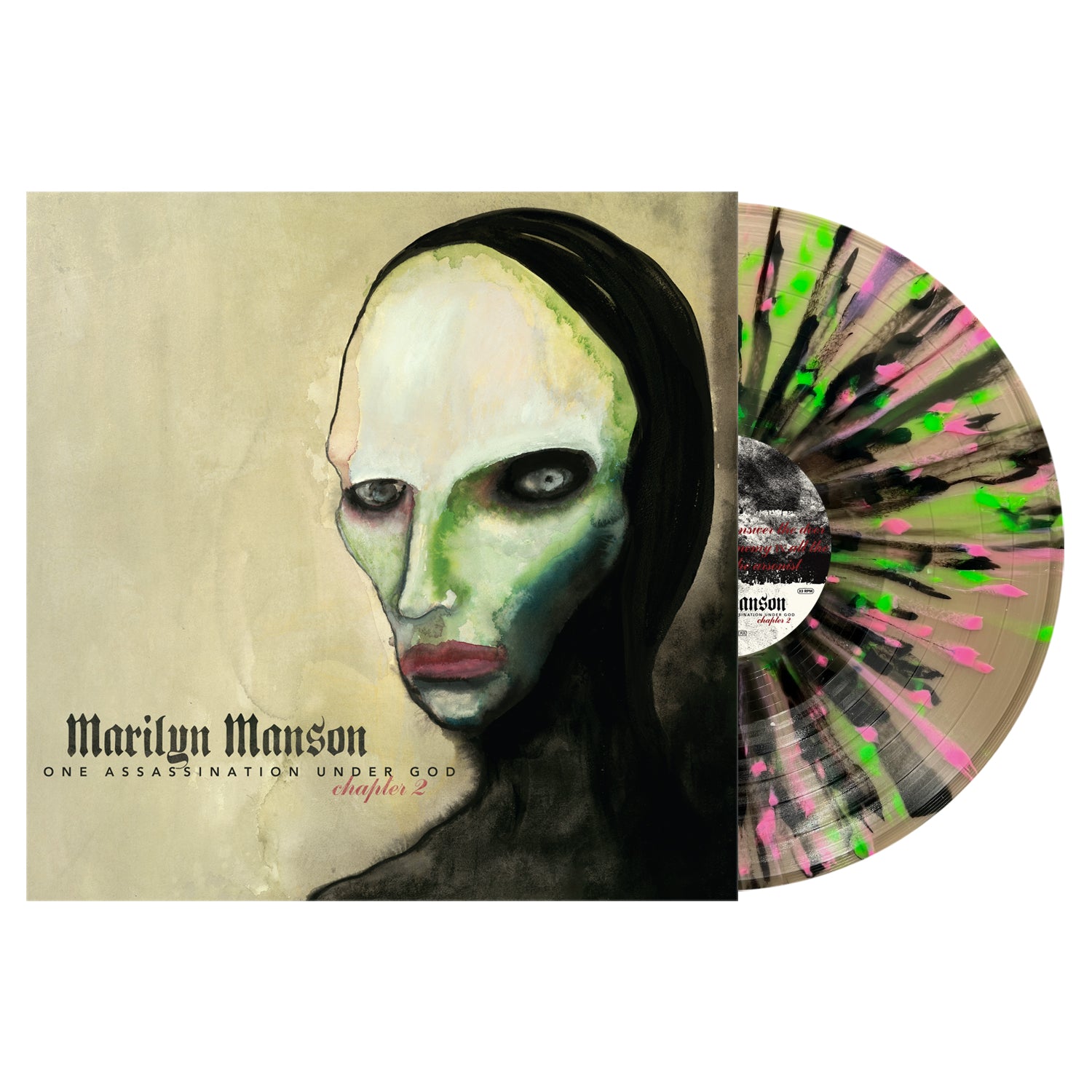 Marilyn Manson - One Assassination Under God - Chapter 2 LP (Tan w/ Black, Pink and Neon Green Splatter Vinyl)