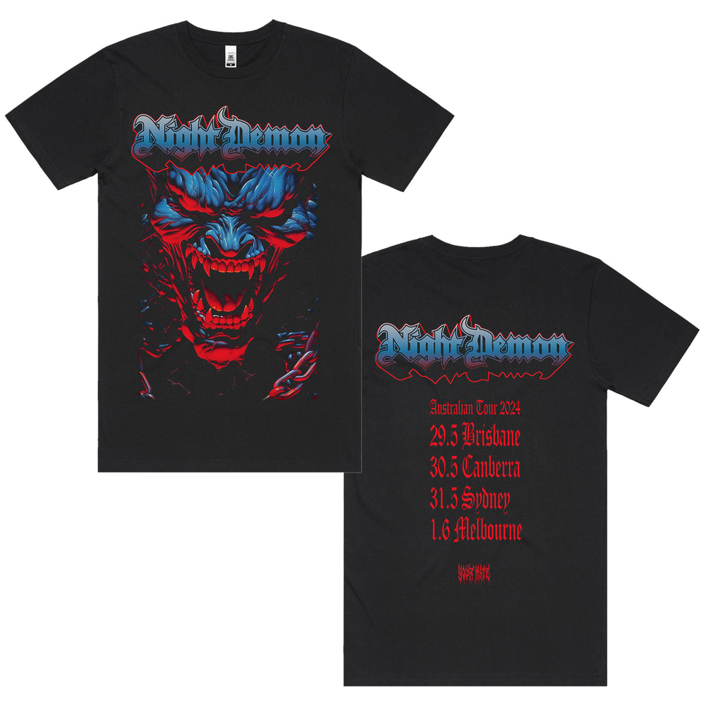 Night Demon - Night Demon AUS Tour T-Shirt (Black) - Limited 48hrs Only!