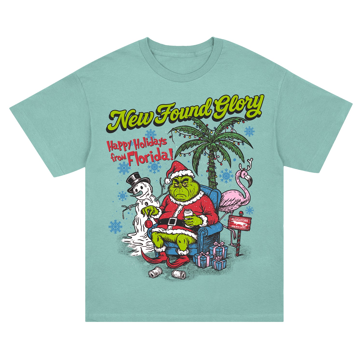 New Found Glory - Happy Holidays From Florida! T-Shirt (Aquatic Green)
