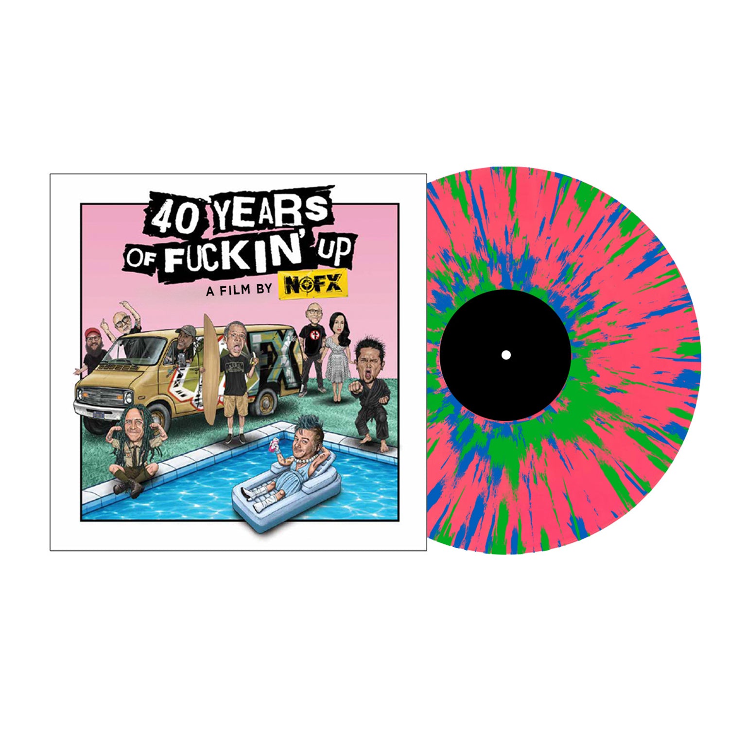 NOFX - NOFX '40 Years of Fuckin' Up: Soundtrack' LP (Pink w/ Green &amp; Blue Splatter Vinyl)