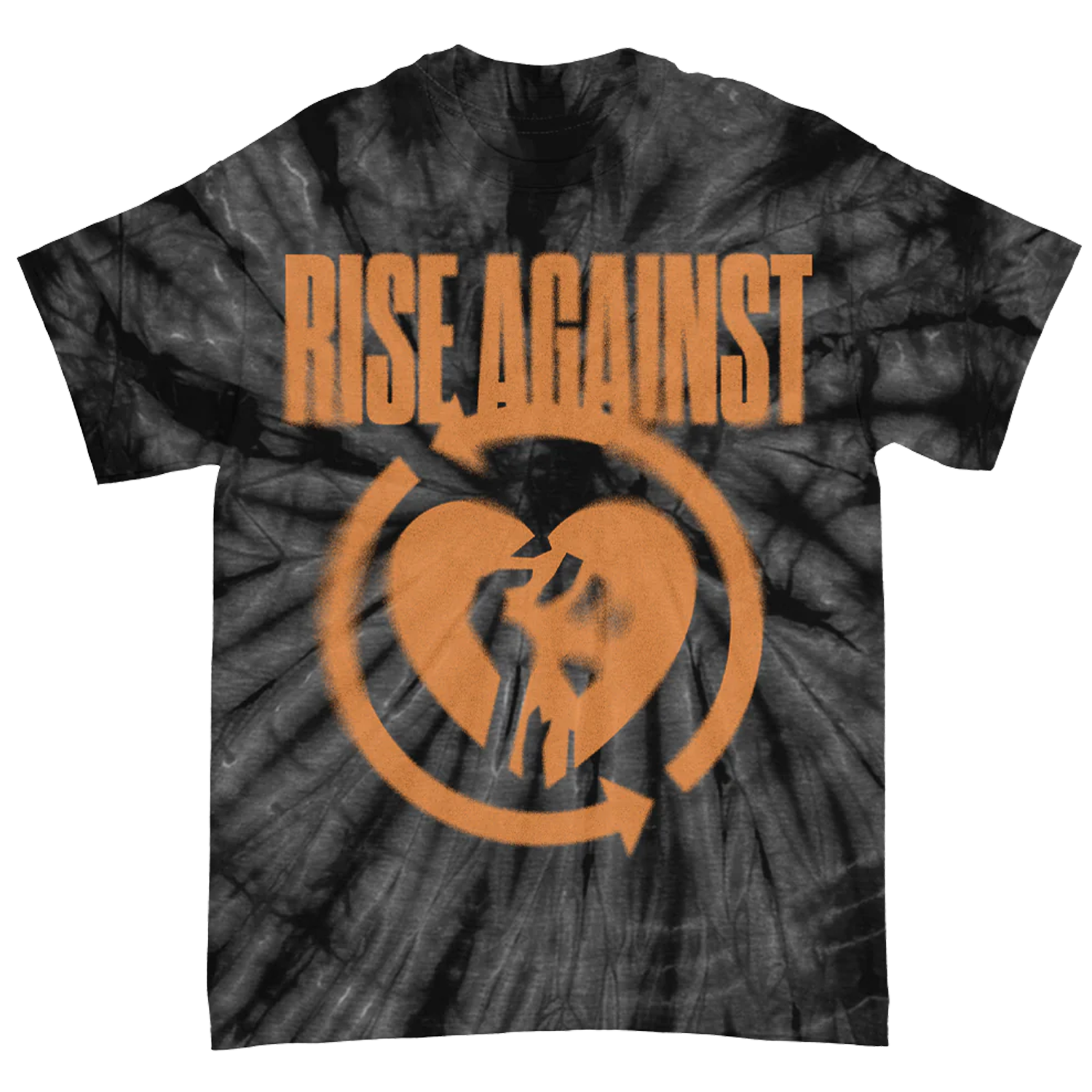 Rise Against - Blurred Heart Fist Dyed T-Shirt (Spider Black)