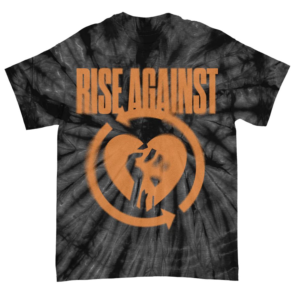 Rise Against - Blurred Heart Fist Dyed T-Shirt (Spider Black)