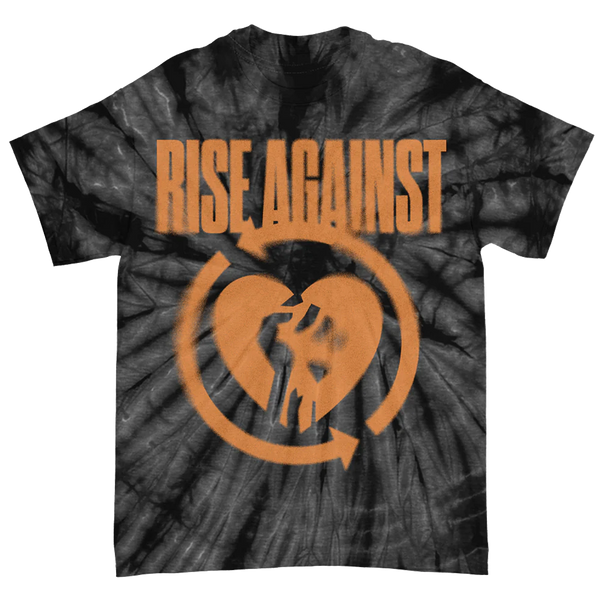 Rise Against - Blurred Heart Fist Dyed T-Shirt (Spider Black)