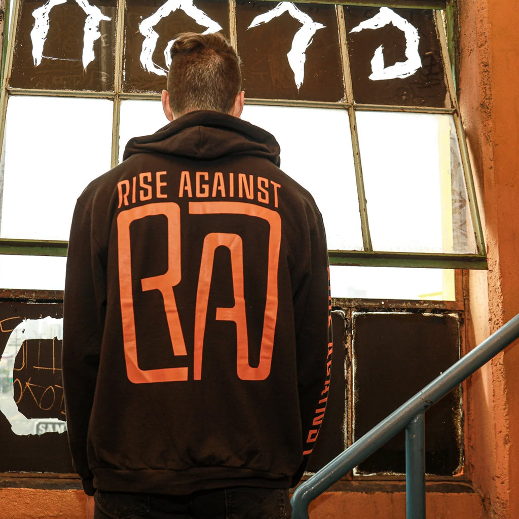 Rise Against - Square Heartfist RA Logo Zip Up Hoodie (Black)
