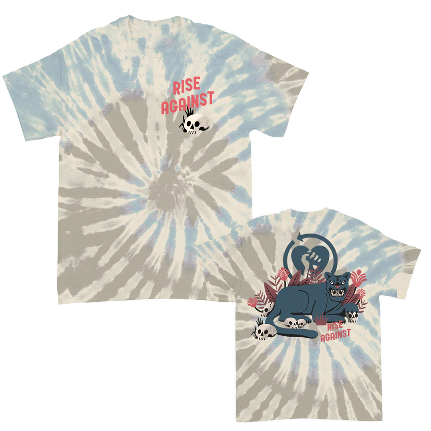 Rise Against - Panther Tie-Dye T-Shirt (Oasis Spiral Dye)