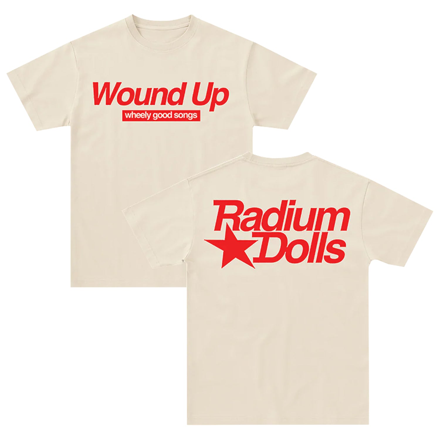 Radium Dolls - Cream Wound Up T-Shirt (Red Print) + (Digital Download)
