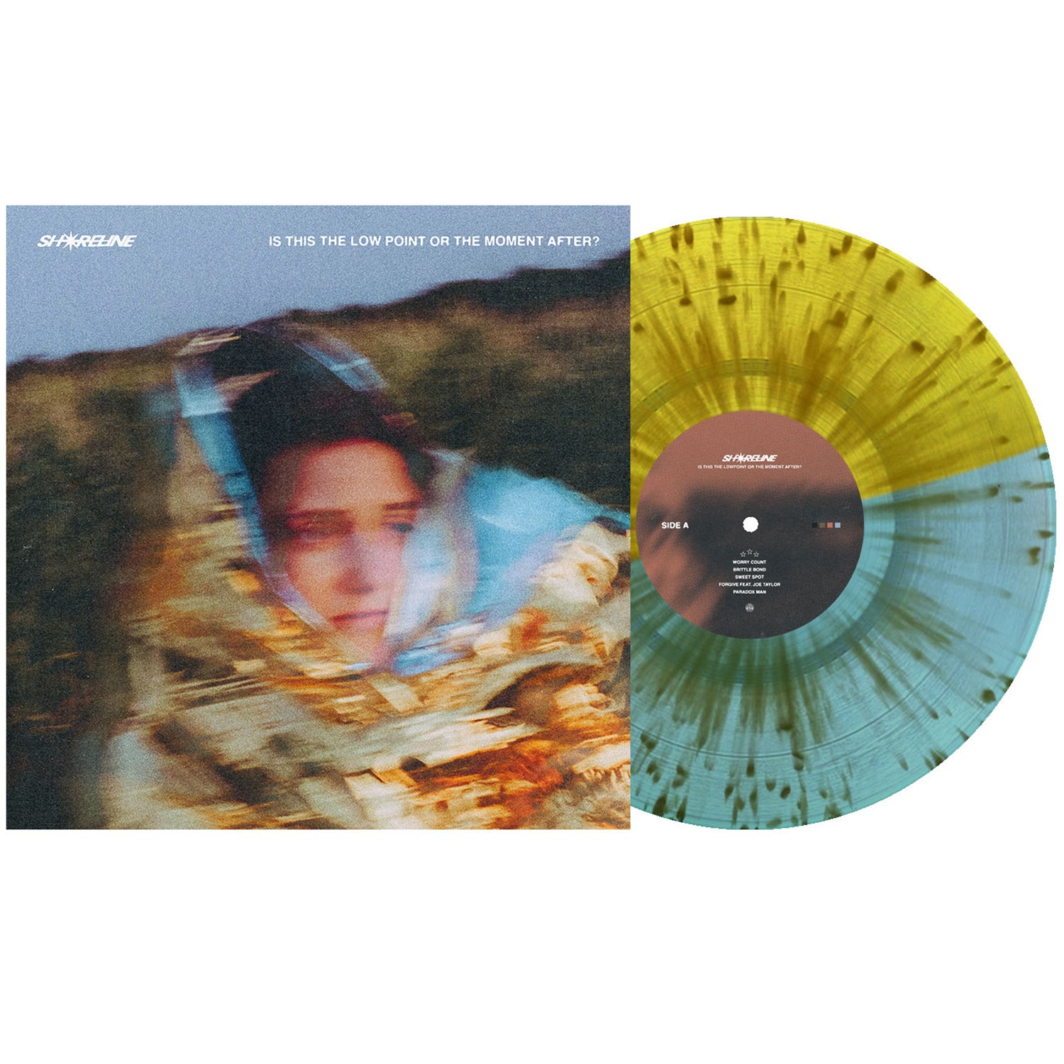 Shoreline - is this the low point or the moment after? LP (Half Yellow / Half Electric Blue with Gold Splatter Vinyl)