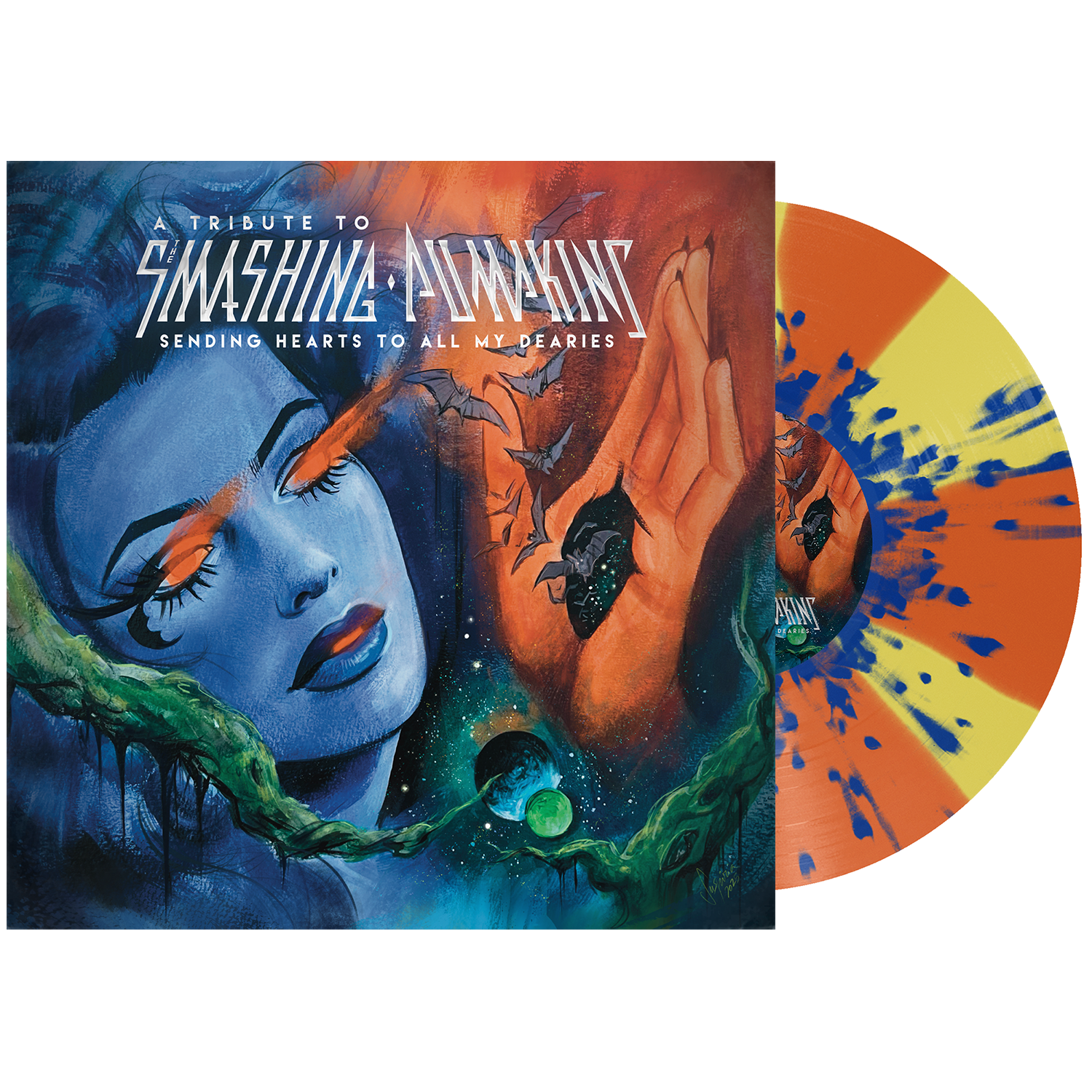 Various Artists - Sending Hearts To All My Dearies: A Tribute To The Smashing Pumpkins 2xLP Vinyl (Trans Orange + Yellow Cornetto w/ Blue Splatter)