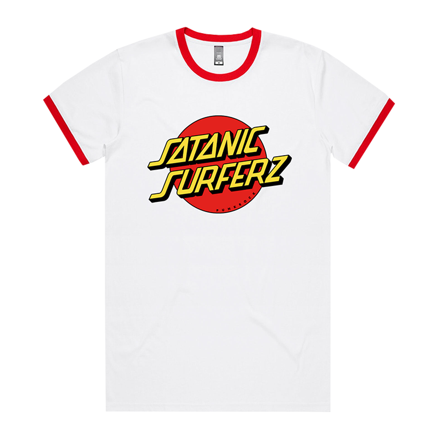 Satanic Surfers - Satanic Cruz Ringer T-Shirt (Red/White)