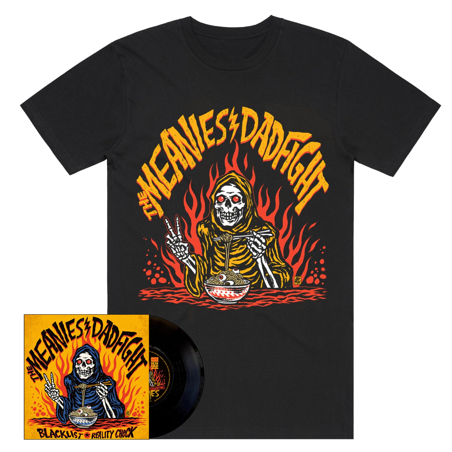 The Meanies / Dad Fight - Split 7" Vinyl (Colour) + T-Shirt Bundle