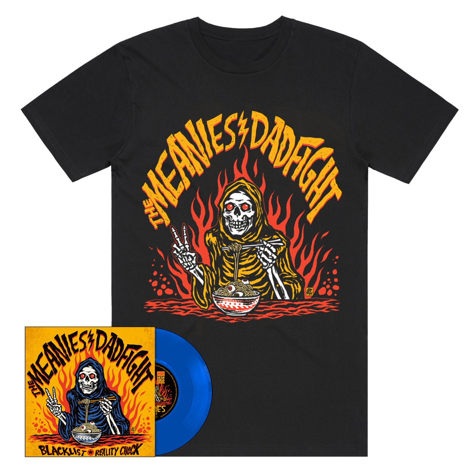 The Meanies / Dad Fight - Split 7" Vinyl (Colour) + T-Shirt Bundle