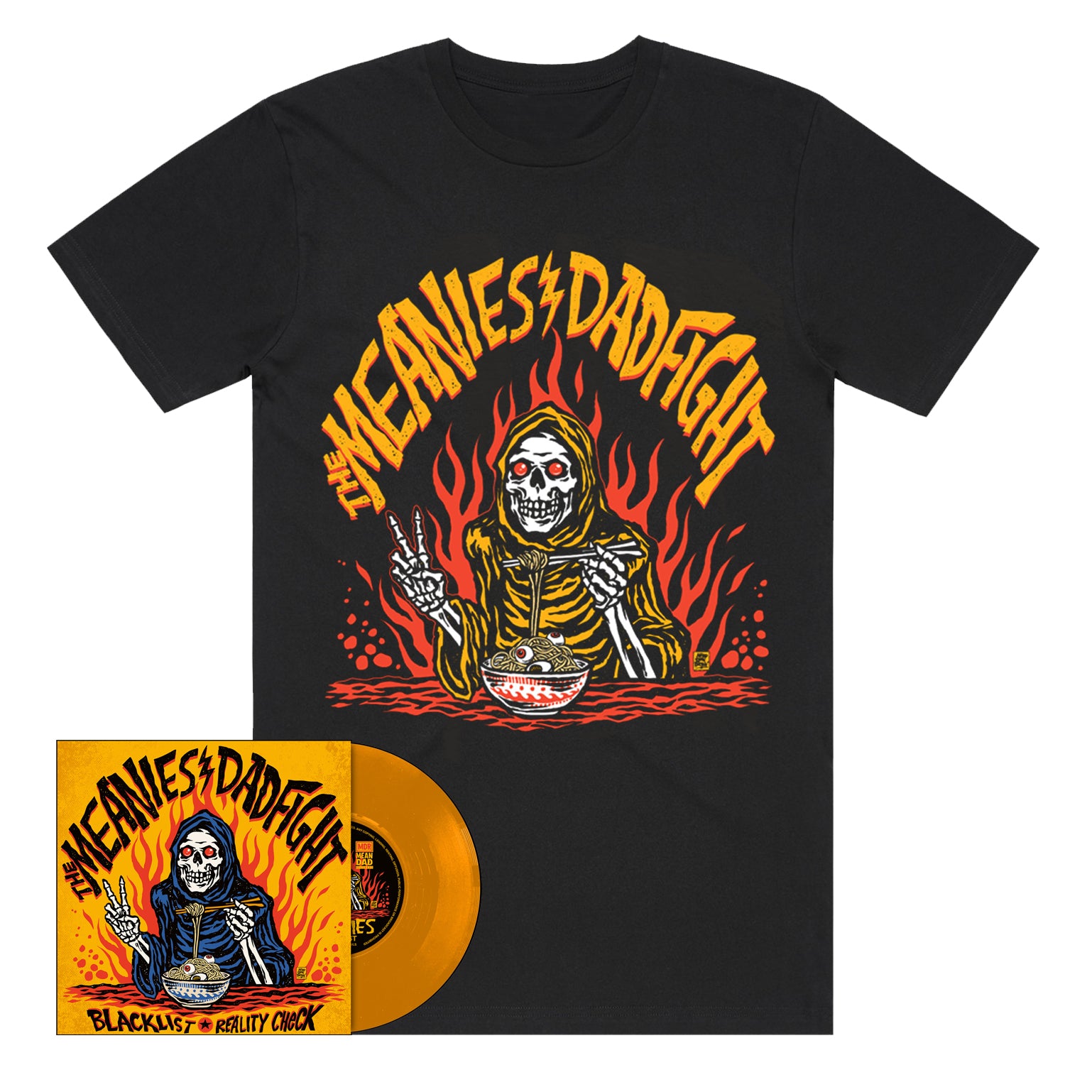 The Meanies / Dad Fight - Split 7" Vinyl (Colour) + T-Shirt Bundle