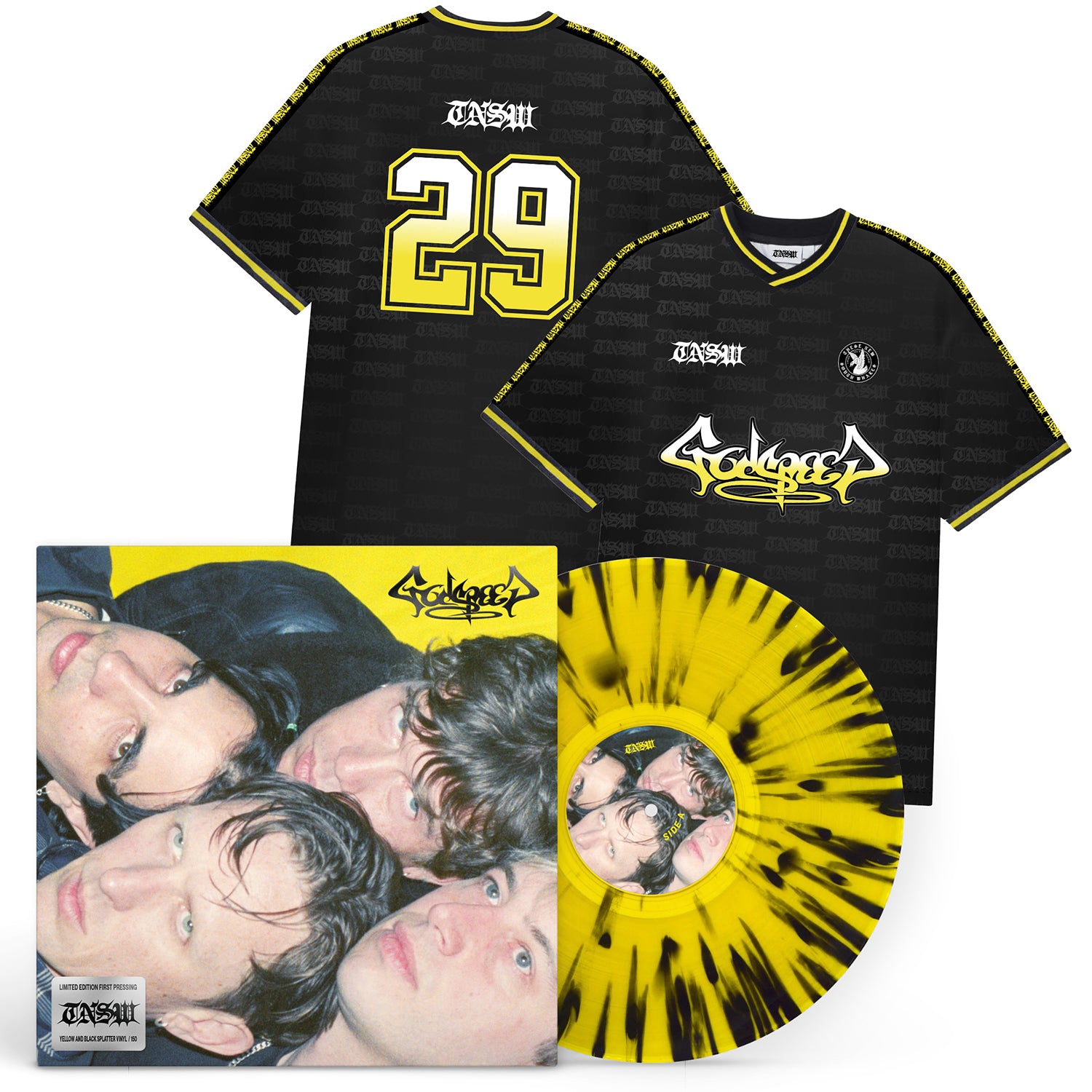 These New South Whales - Godspeed LP (Yellow & Black Splatter Vinyl) Jersey Bundle