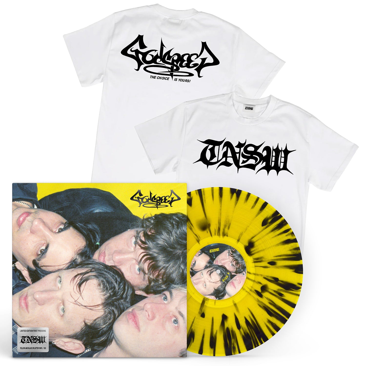 These New South Whales - Godspeed LP (Yellow & Black Splatter Vinyl) T-Shirt Bundle #1