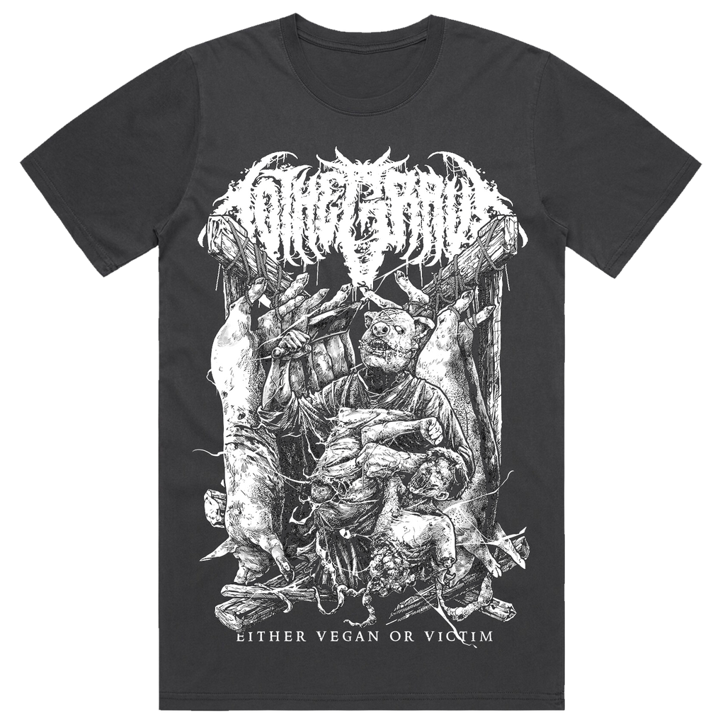 To The Grave - Either Vegan Or Victim T-Shirt (Faded Black)