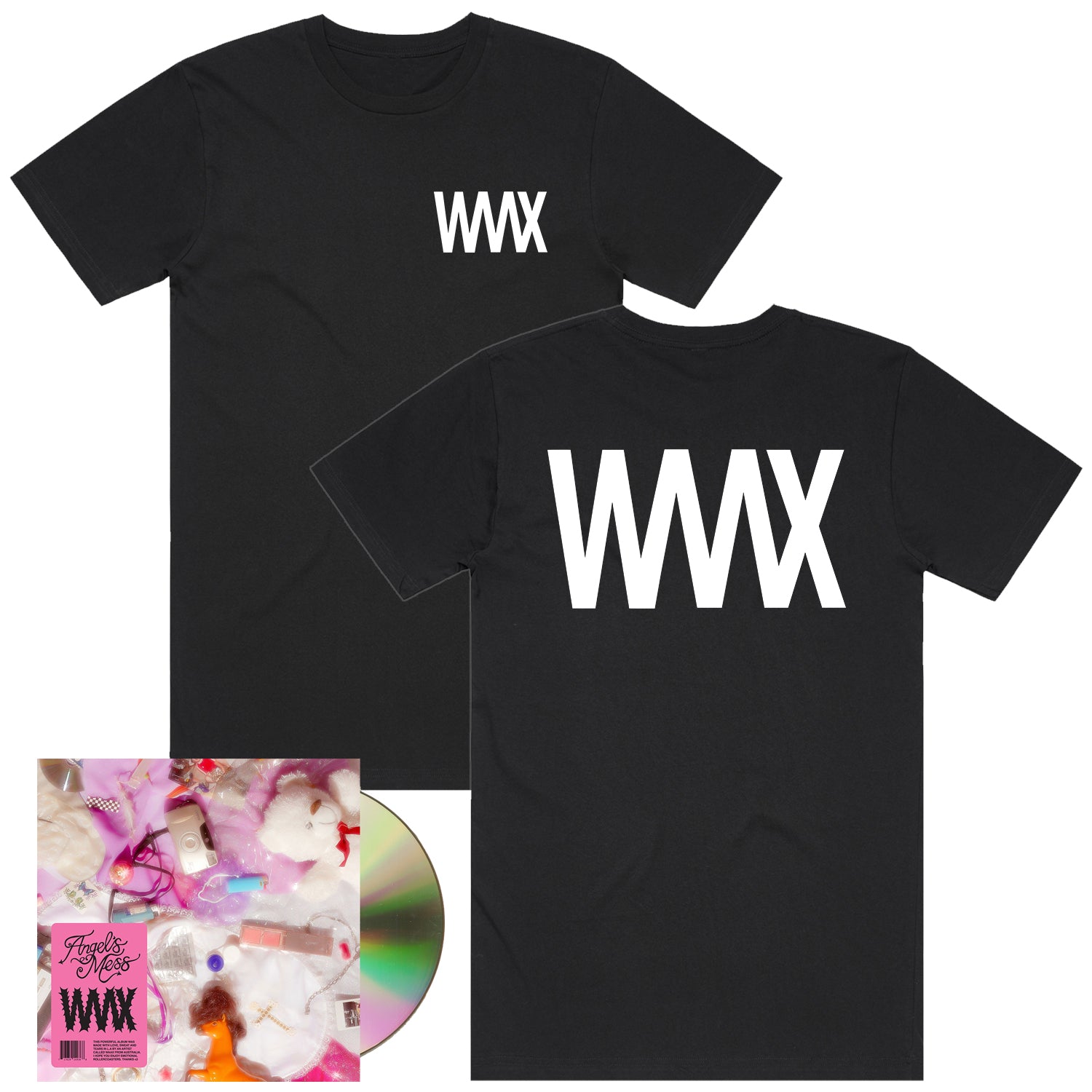 WAAX - Angel’s Mess CD + White on Black Logo Tee
