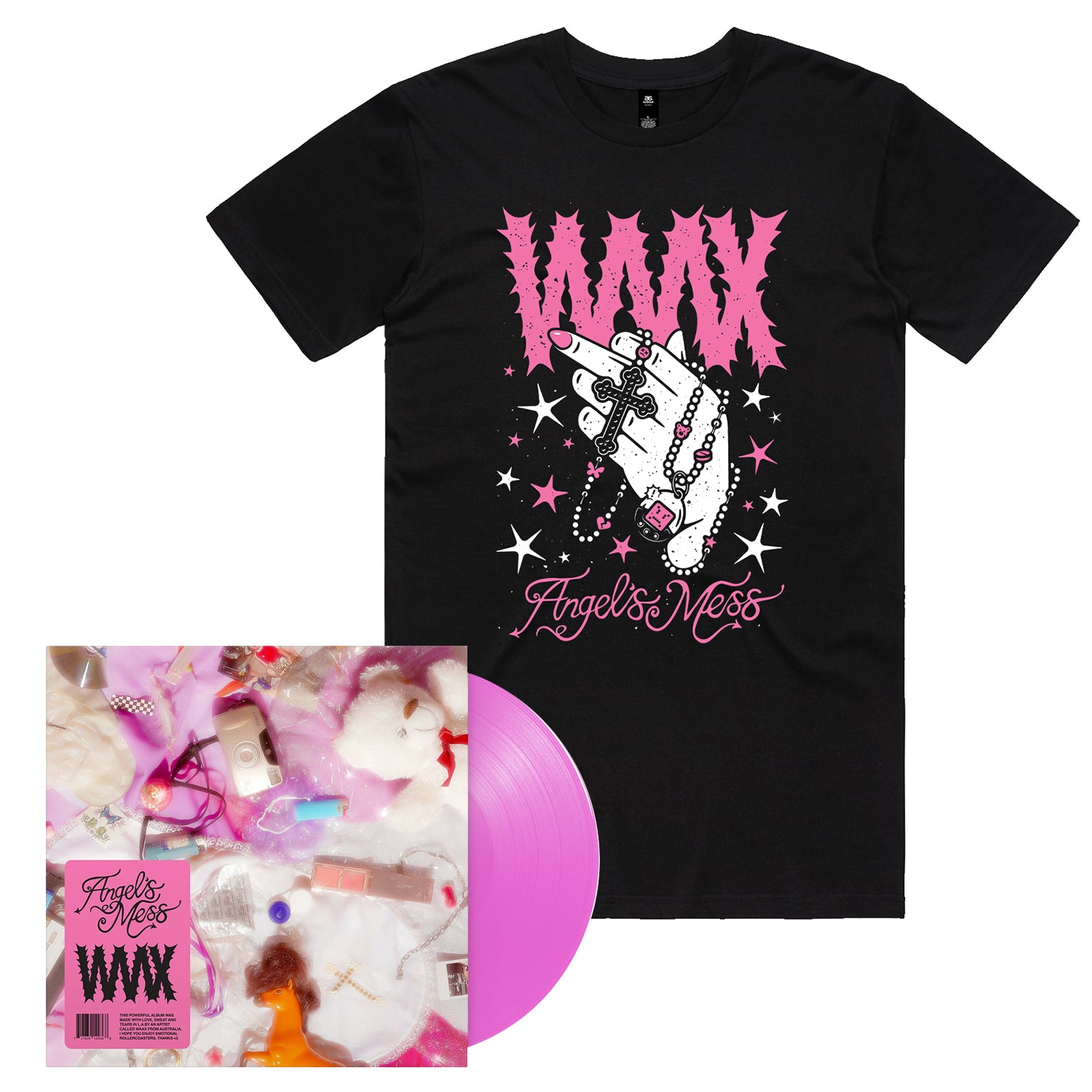 WAAX - Angel’s Mess LP (Pink Vinyl) + Angel's Mess Tee (Black)