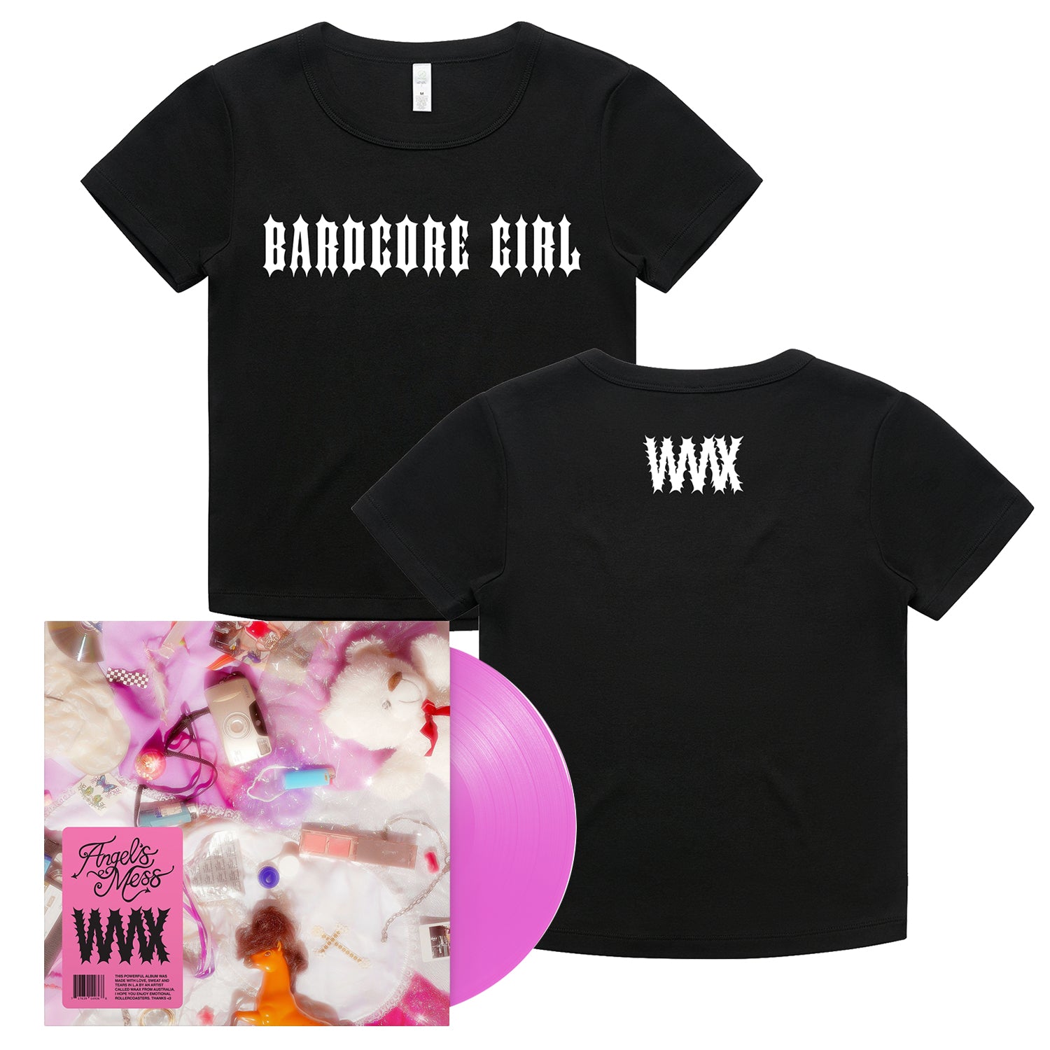 WAAX - Angel’s Mess LP (Pink Vinyl) + Bardcore Girl Baby Tee (Black)
