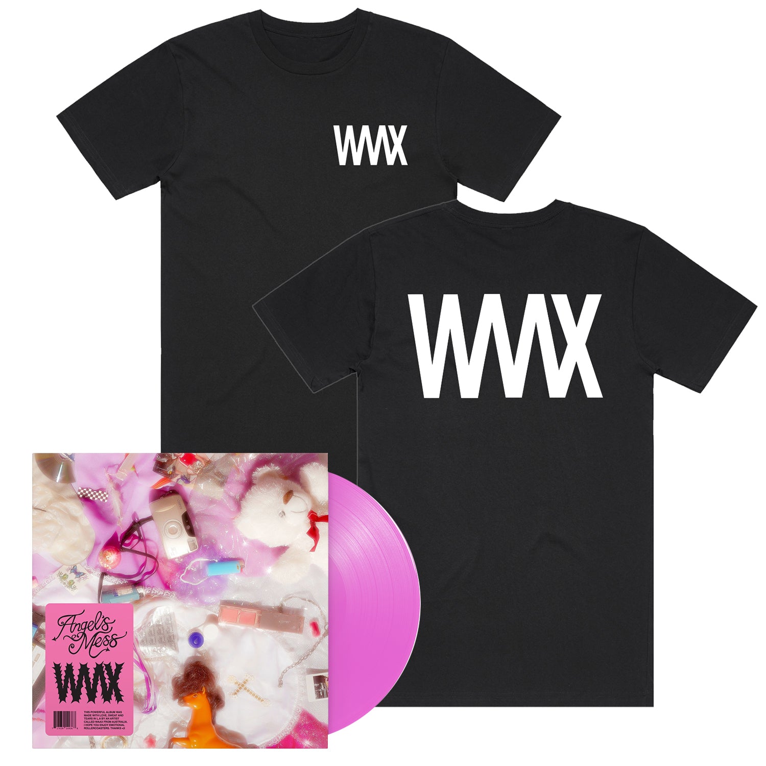 WAAX - Angel’s Mess LP (Pink Vinyl) + White on Black Logo Tee