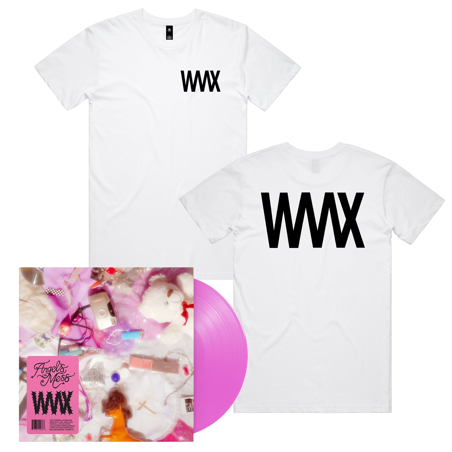 WAAX - Angel’s Mess LP (Pink Vinyl) + WAAX Logo T-Shirt (White)