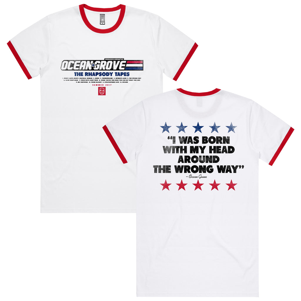 Ocean Grove - Wrong Way Ringer T-Shirt (Red/White)