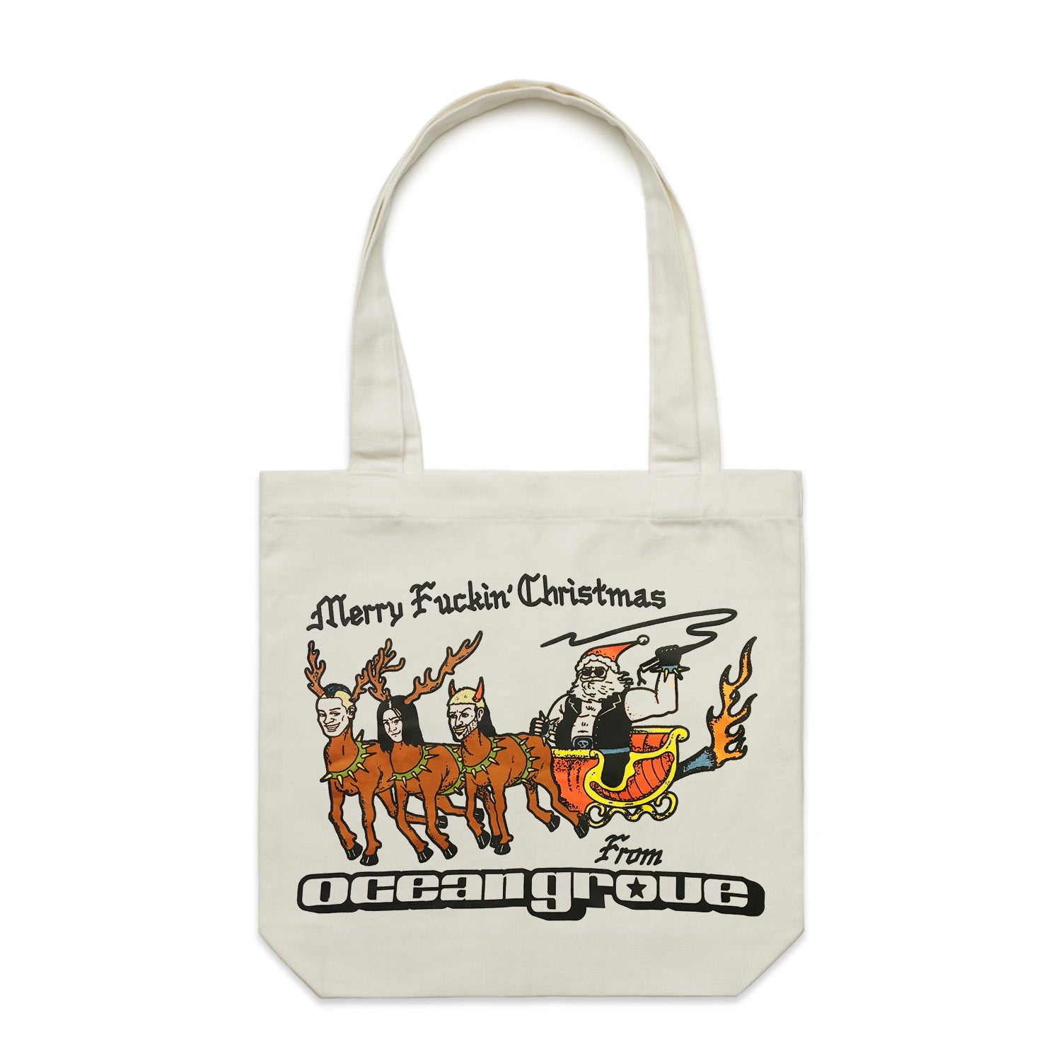 Ocean Grove - Merry Fuckin' Christmas Tote Bag (Natural)